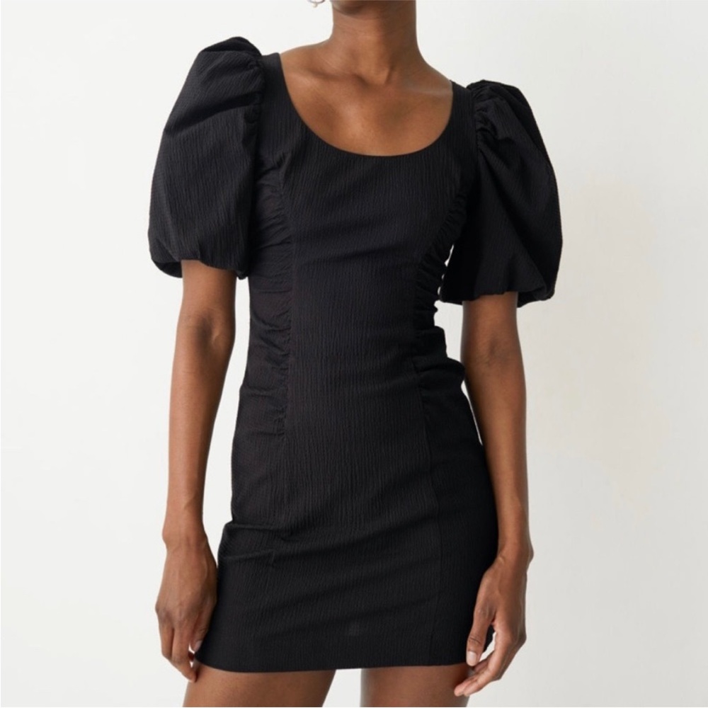 Other Stories Black Puff Sleeve Mini Dress NWT